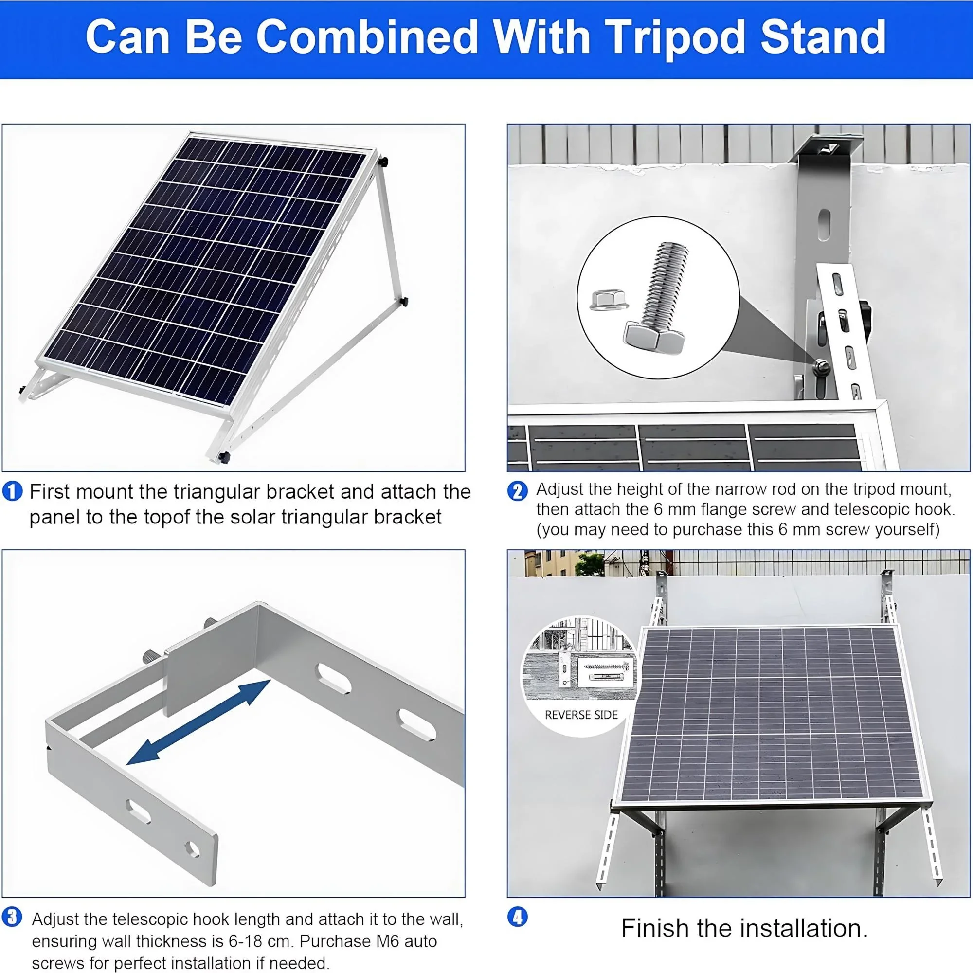 Wall Mounting Balcony Solar Panel Mount Bracket View 2