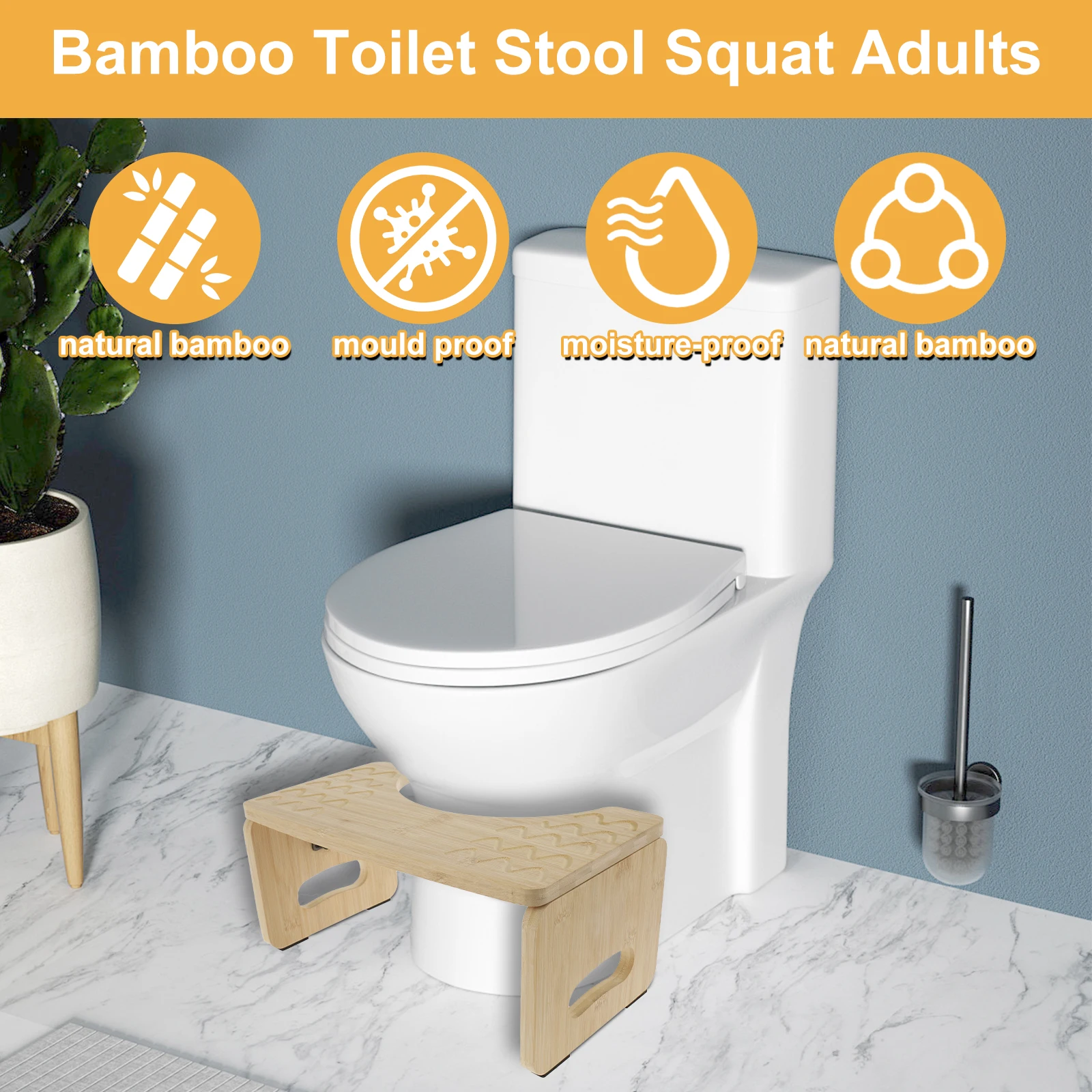 Toilet Footstool Bamboo Foldable Nonslip Bathroom Squat Stool Poop Potty Washroom Squatting Leg Raiser