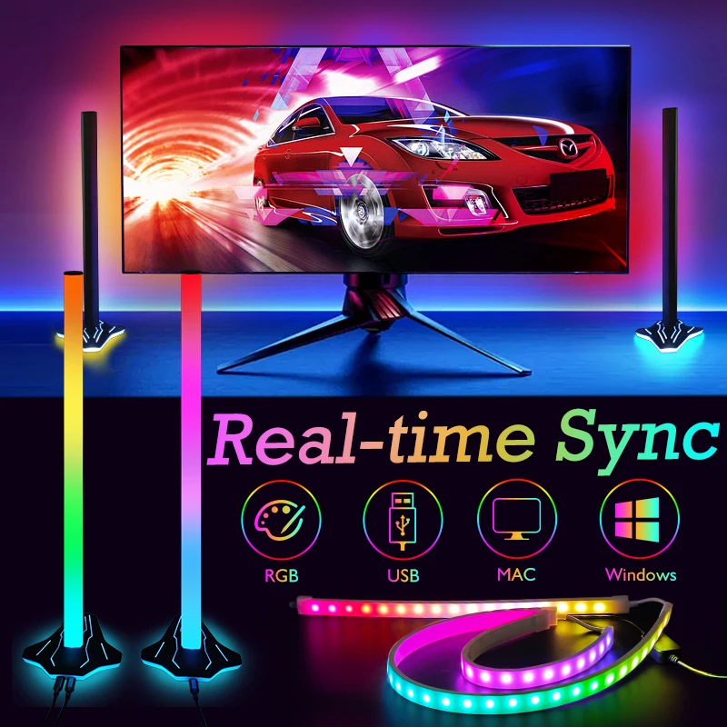 

RGB Computer Same Screen Pickup Light Esports Game Atmosphere Surrounding Music Rhythm Smart App Control Desktop Ambient Lights