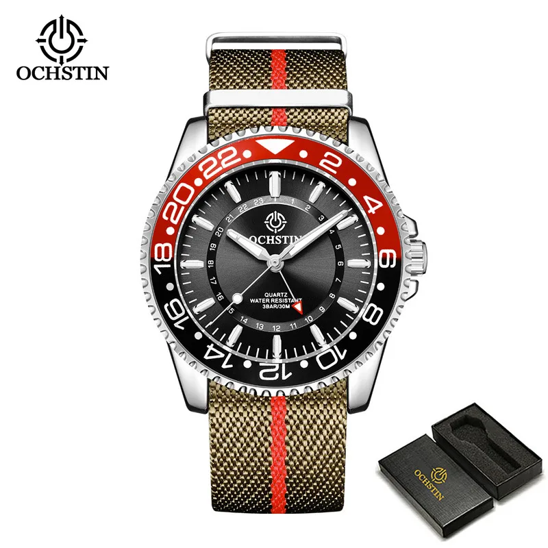 OCHSTIN 2022 Watch For Man Quartz Men Watches Luminous Dial Green Male Clock Pilot Fashion Business Wristwatch Relogio Masculino 