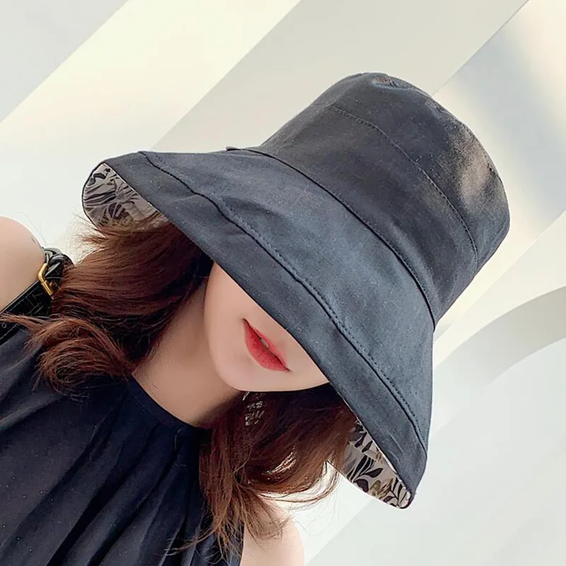 Fashion Print Women Sunshade Basin Cap Double Sided Fisherman Hat Large Brim Sun Protection Visors Beach Travel Bucket Hat women bucket hat sun hat women hat bucket hat