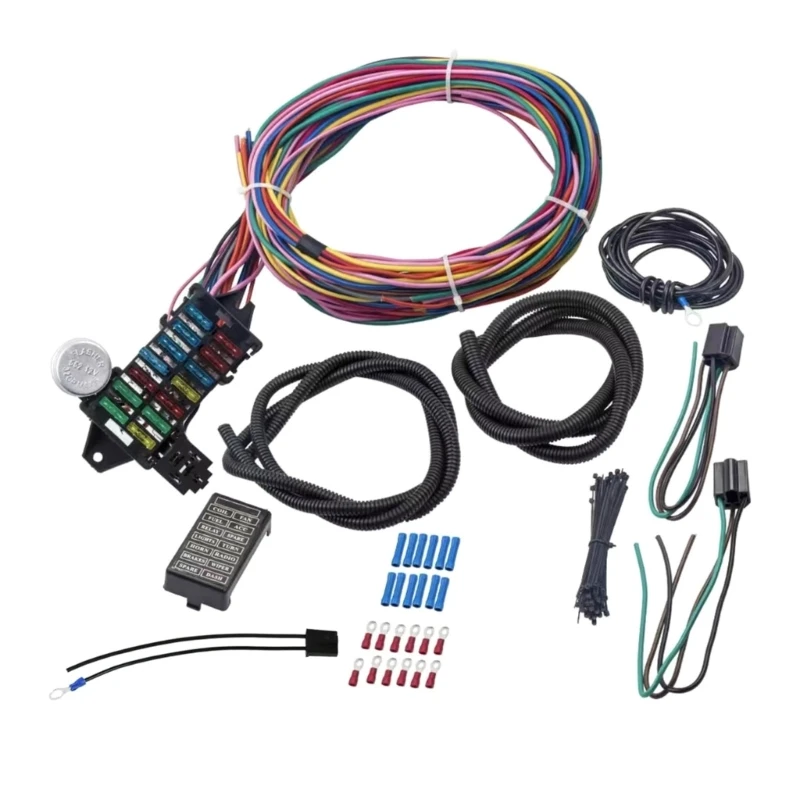 

Car Hot Rod Street-Rod XL 12v Street Hot Muscle Rod Wiring 14 Circuit Universal Wire Harness 14 Repairing Tool J60F