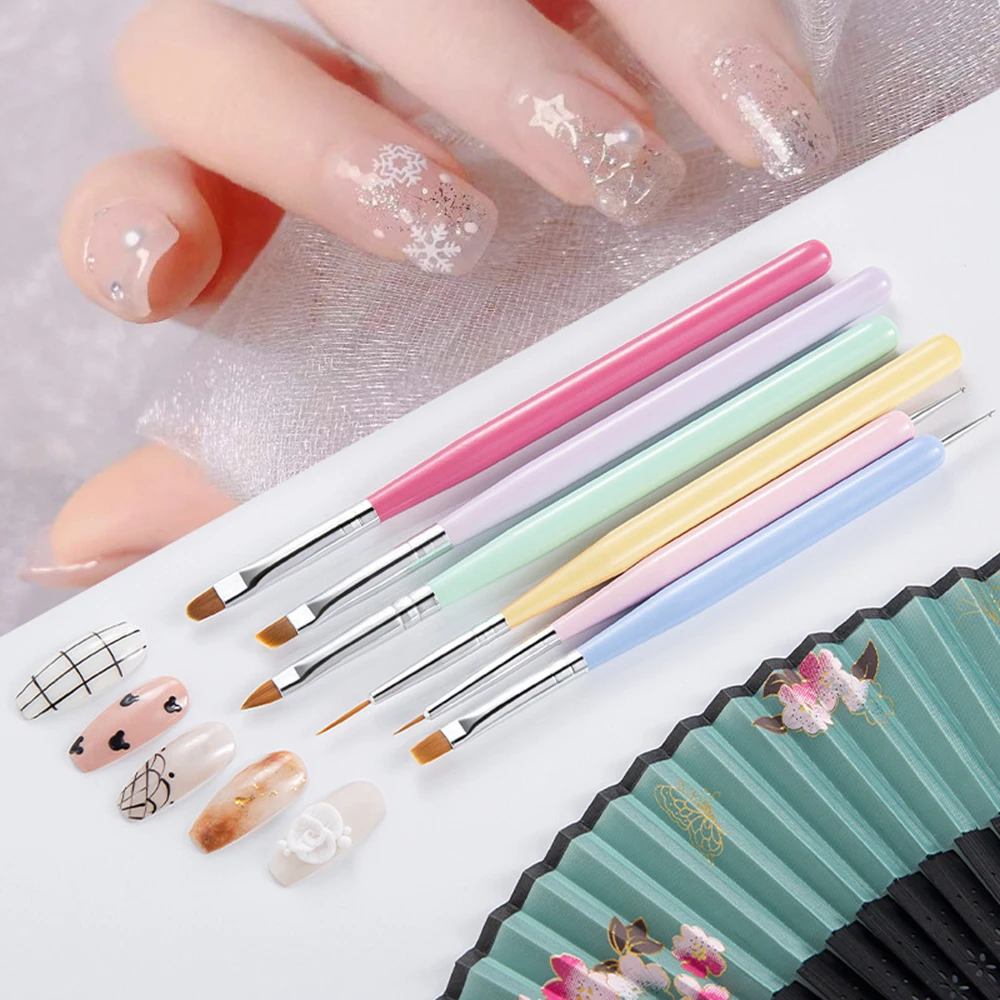 

6pcs/set Nail Design Tool Double Head UV Gel Drawing Nail Line Pen Building Nail Brush Manicure Painting Nails Accessories