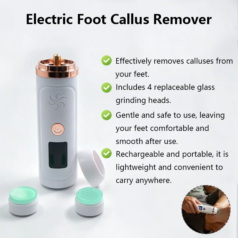 Lima elettrica per piedi per uso domestico con display digitale, ricaricabile, per rimuovere calli e pelle indurita, strumento per pedicure._voghion.com