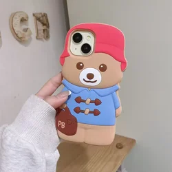 3D Cartoon Cute Bear Kawaii Phone Case - Soft Silicone Cover for Kids, Girls, and Women (A)