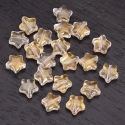 20pcs Colorful Star - Shaped Lampwork Glass Beads for DIY Jewelry and Crafts (Clear Golden)