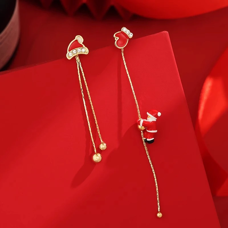 Christmas Earrings For Women - Tree, Snowflake, Santa Dangle & Threader Earrings Set - View #12