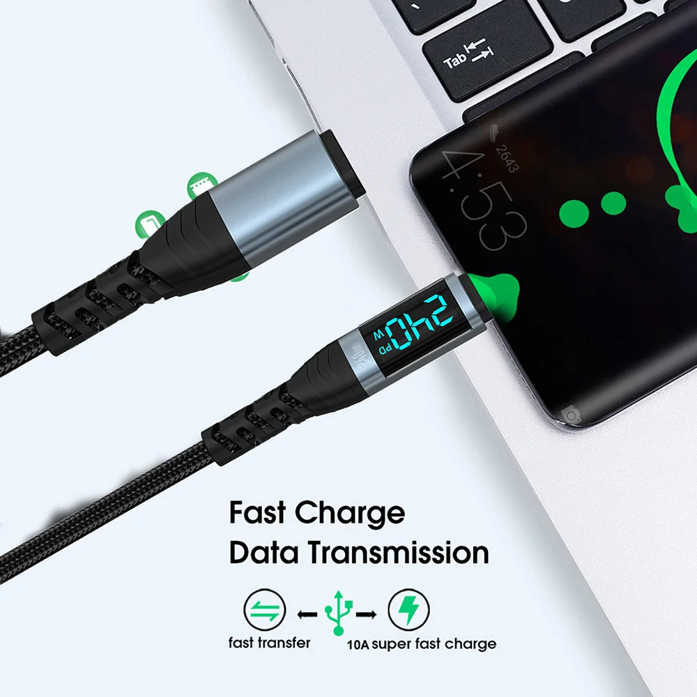 USB C To Type-C Cables 240W 5A Quick Charging Wire 480Mbp/s High-speed Data Transfer Data Line for Universal USB Charge Cables