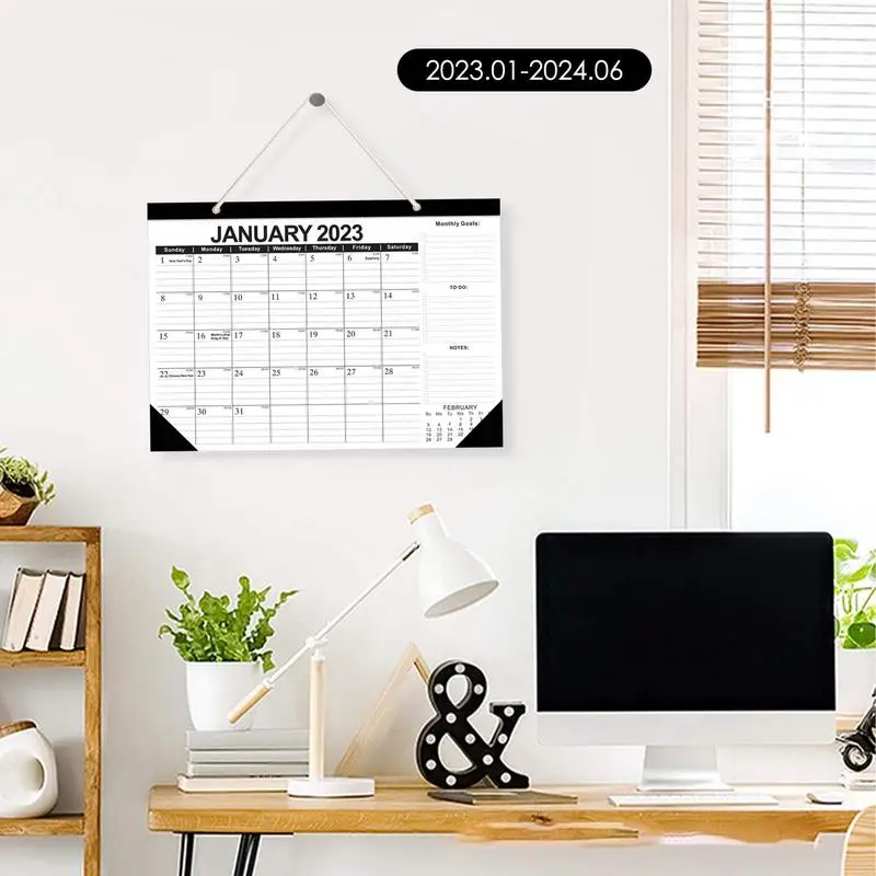 Calendrier de bureau 2023-2024 - 2023-2024, calendrier mural 2 en 1,  janvier 2023 à juin 2024, 42,7 x 30,5 cm, calendrier de bureau avec  protections d'angle, blocs lignés – Noir floral : : Fournitures de  bureau