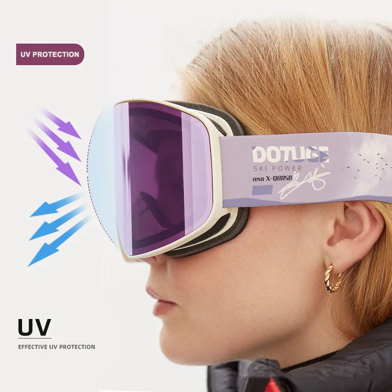 Double Layer Anti Fog Magnetic Absorption Cylindrical Ski Goggles Men Women Windproof UV400 HD lenses Snowboarding Ski Glasses 5