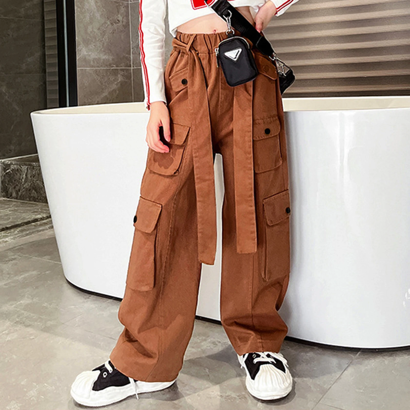 Cheap Women High Waist Floor-Length Suits Pants Autumn Winter White Loose  Wide Leg Pants Female Office Ladies Straight Long Trousers | Joom