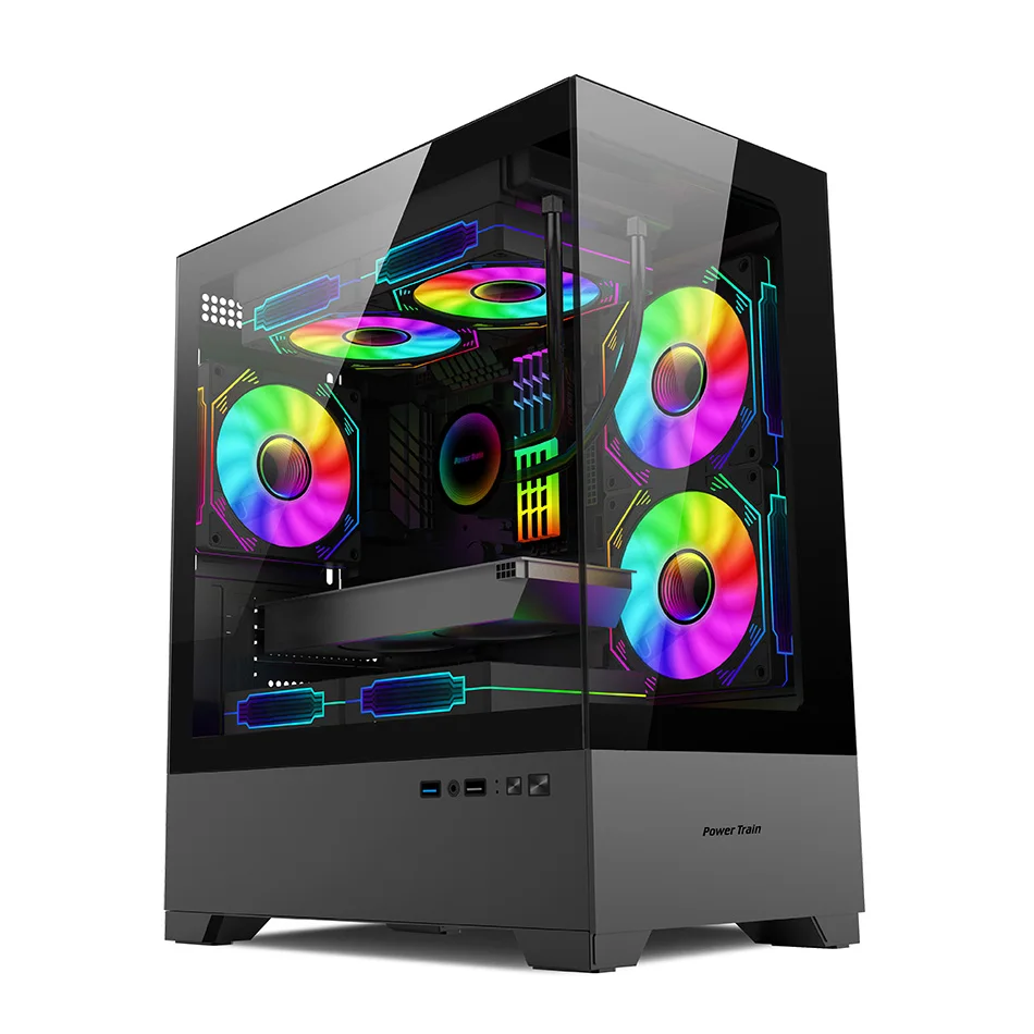 Pc Case Pc Chassis Mini Itx Desktop Case Power Train Illusionary Realm 3 Computer Case M-ATX ITX Seaview Room Side Transparent Desktop Chassis Support 240 Water Cooler