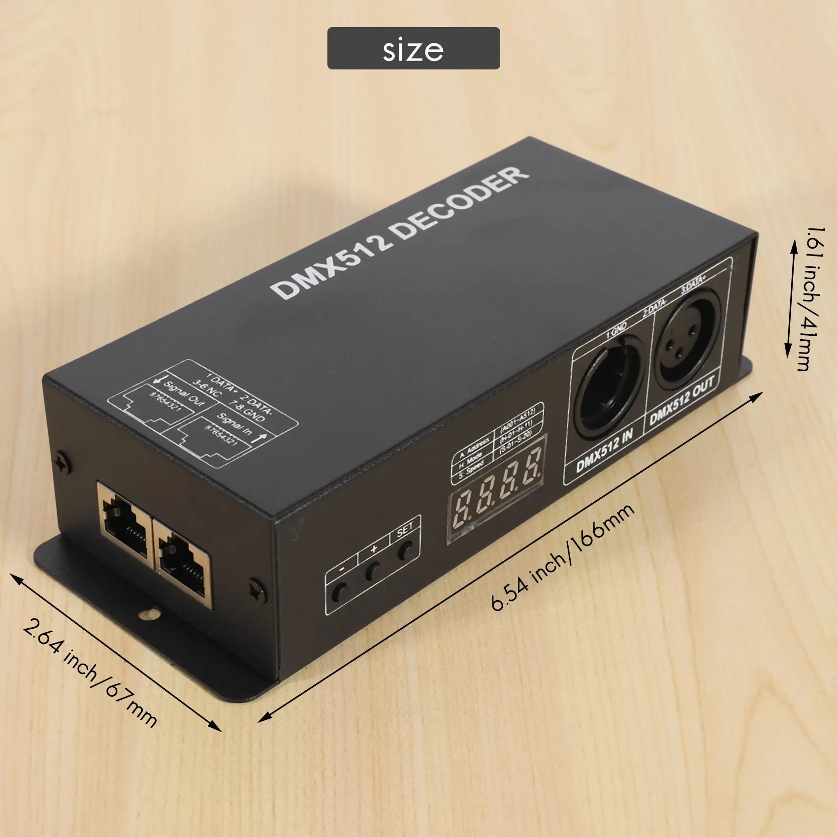 AY14 -Dmx 512 디지털 디스플레이 디코더, 디밍 드라이버 Dmx512 컨트롤러 (LED RGBW 테이프 스트립 라이트용) RJ45 연결 DC12-24V 20