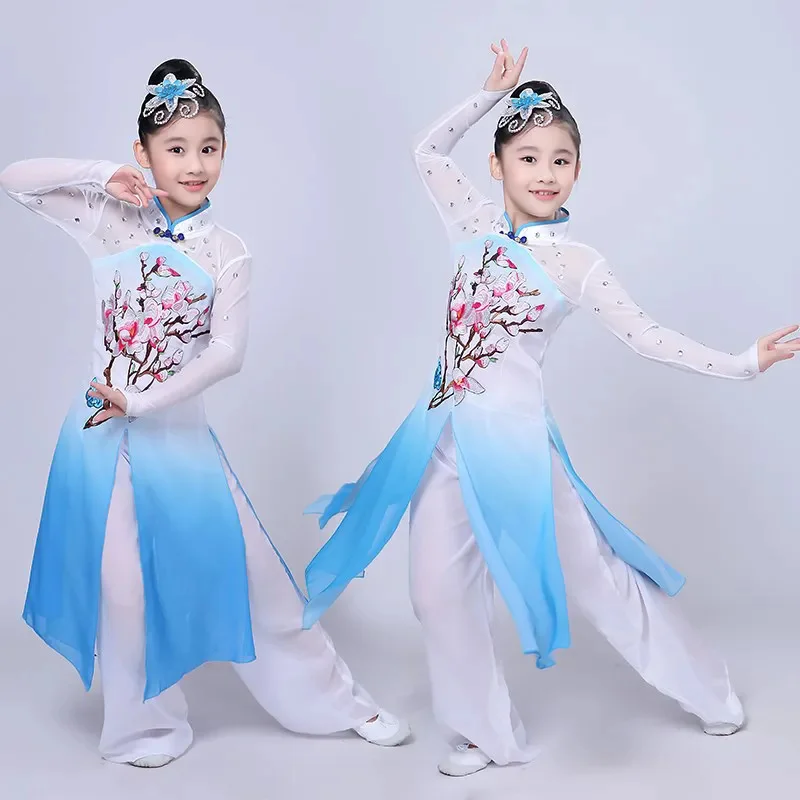 New Chinese costume hanfu new children's classical stage costumes umbrella dance ethnic girls Yangko clothing fan dance