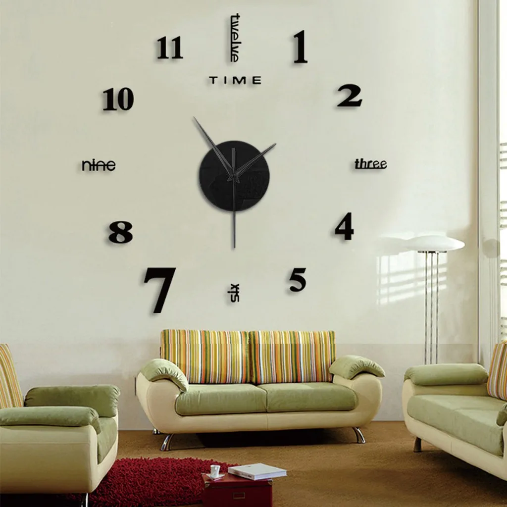 Diy Clock 1PC 50cm/100cm Frameless 3D Mirror Surface Sticker Home Office Decor