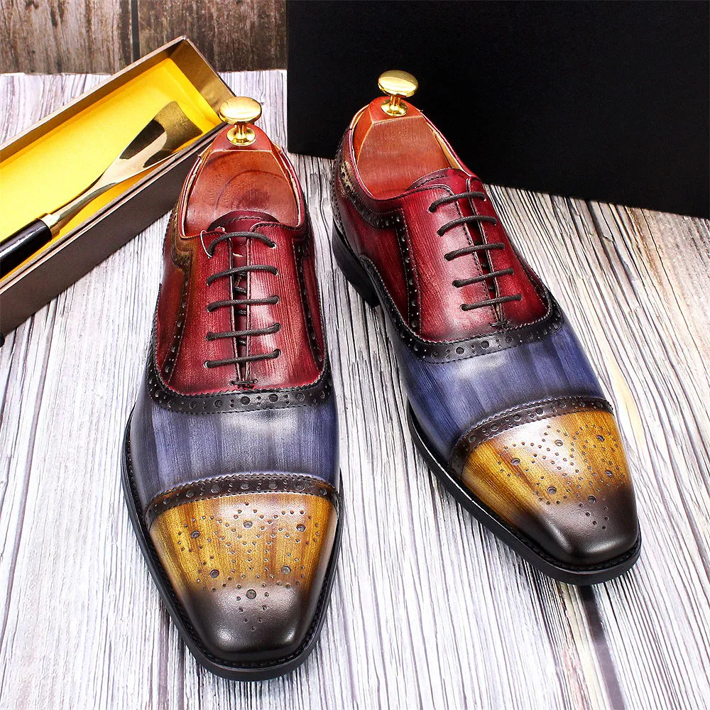 Scarpe Uomo Oxfords In Pelle Verniciata - Classiche, Stringate, Brogues, Derbys - Taglie Asiatiche (Consigliato Prendere Più Grande)