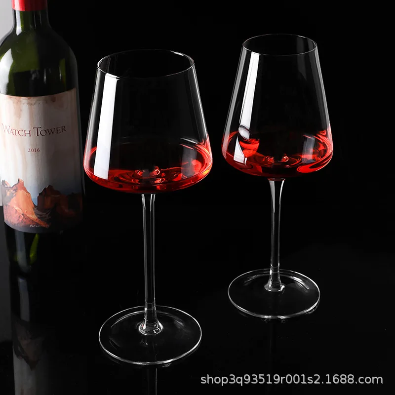 2/1Pcs Handmade Red Wine Glass Ultra-Thin Crystal Burgundy Bordeaux Goblet  Art Big Belly Square Tasting Cup Wedding Party Gifts