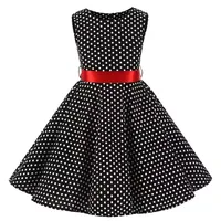 Robe d'été mi-longue en coton pour enfants, Vintage, à pois, motif Floral, pour bébé fille 4