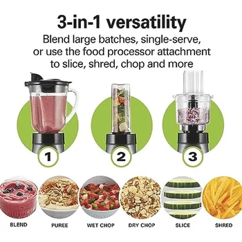 Portable 3-in-1 Blender Food Processor Combo Glass Jar Travel Cup Vegetable Chopper Smoothie Maker  Blender 700W Durable 2