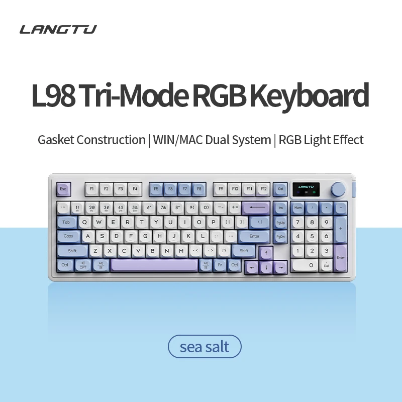 Teclado Mecânico sem Fio Gaming Teclado Backlit Silencioso Bluetooth 2.4g com Fio Rgb 98 Chaves Langtu-l98 - Imagem 3