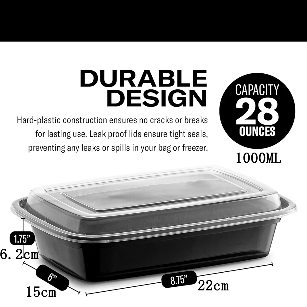 28OZ Reusable Meal Prep Containers Microwave Safe Food Storage Containers Lids Take Out Disposable Plastic Bento Lunch Box disposable containers disposable lunch box food storage containers