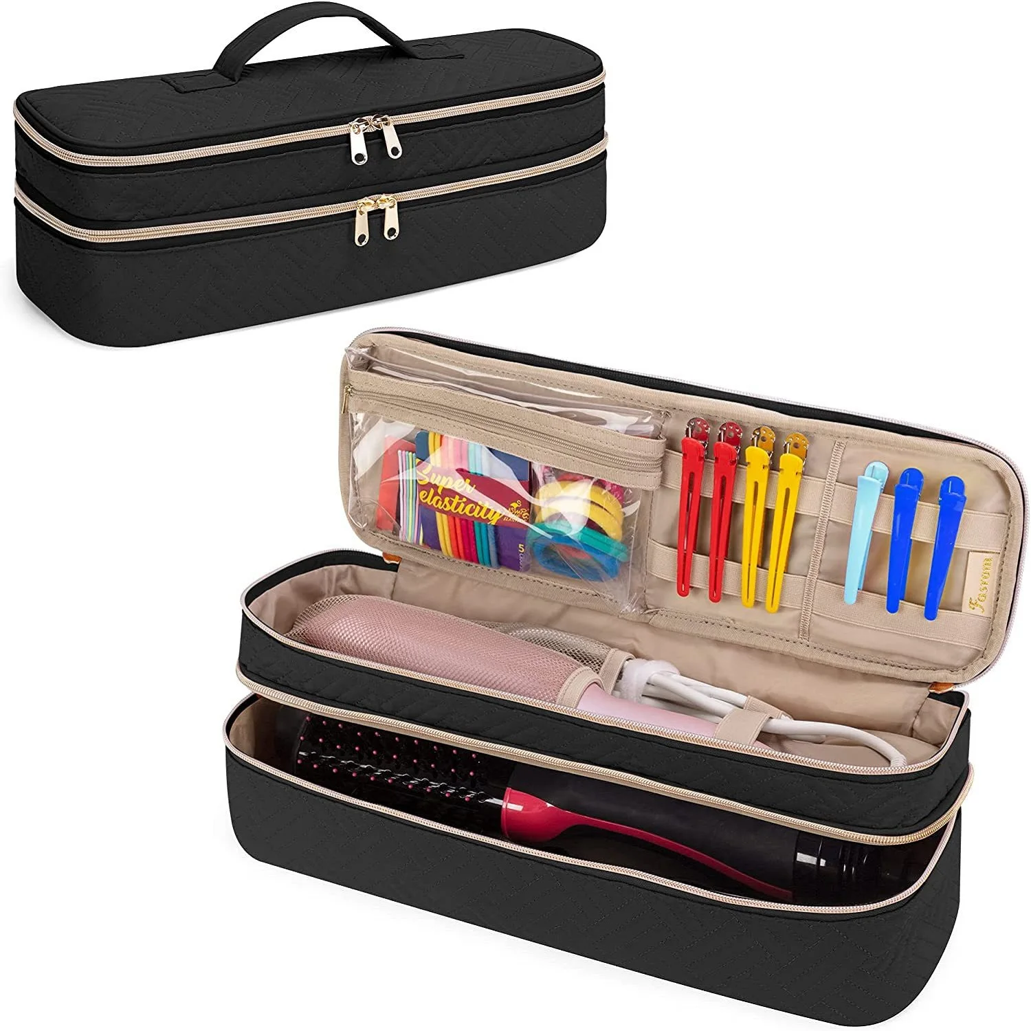 Double-Layer Carrying Case Apply to Revlon One-Step Hair Dryer, Travel Bag for Hair Volumizer/Styler (Bag Only)