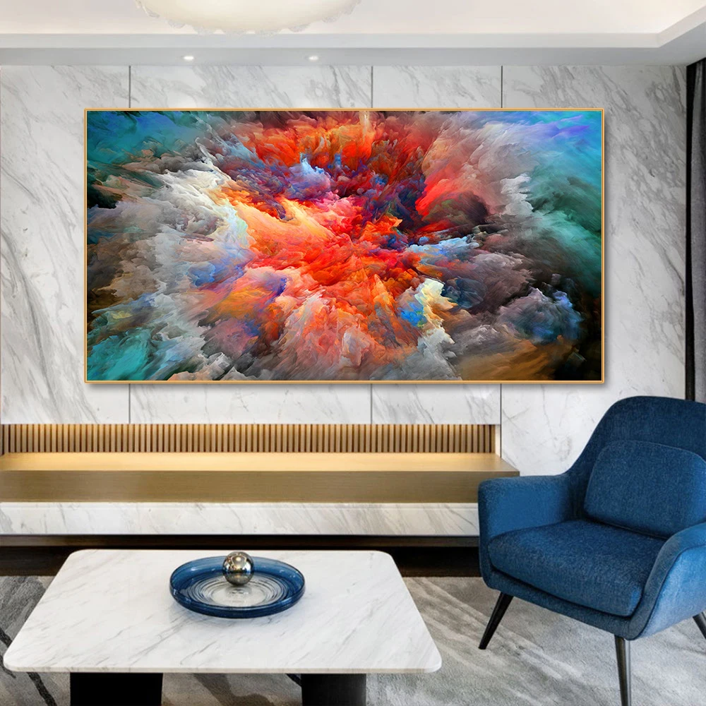 Colorful Abstract Cloud Painting Printed on Canvas