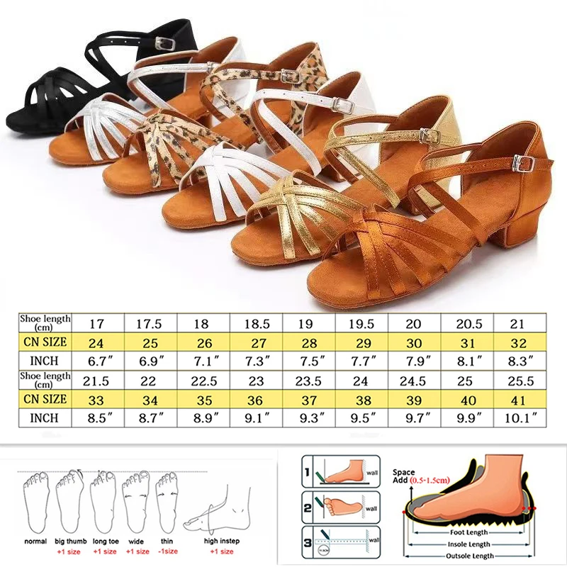 CLYFAN Women Latin Dance Shoes Soft Bottom Sole Girls Jazz Dance Practice Sandals Middle Heel 3.5CM Ballroom Dance 2