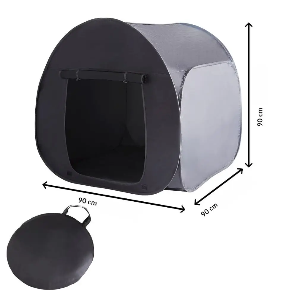 Foldable Black Out Sensory Tents with Storage Bag Portable Pop Up Tent Silver Coated Oxford Cloth Black Blackout Tent 5
