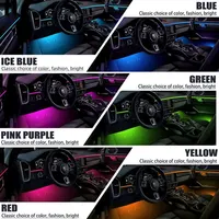 6/18 in 1 RBG 64 Color Car Ambient Lights Interior Acrylic Strip Light Guide Fiber Optic Interior Decoration Atmosphere Lamp - Image 5