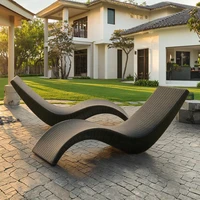 Modern Rattan Sun Loungers for Outdoor Pool Garden Beach Courtyard Hotel & Villa Wood Chaise Lounge Chairs 5
