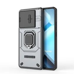 Enhanced Phone Case with Slide Camera Protector & Holder for IQOO Z9 Turbo Plus (Gray)