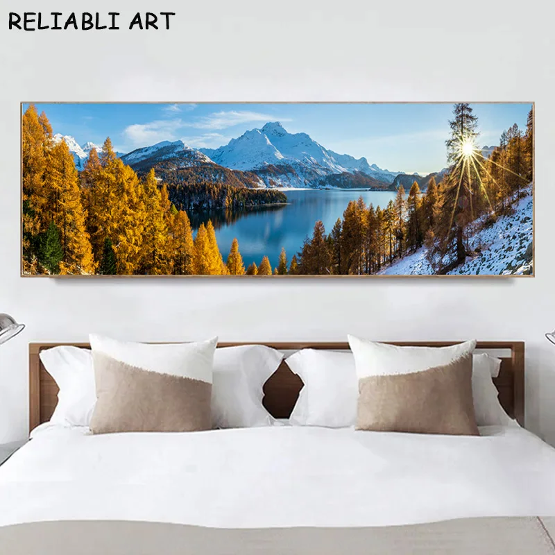 

Natural Lake Sky Tree Landscap Canvas Painting Modern Bedside Painting Print And Poster Wall Art for Living Room Decor No Frame