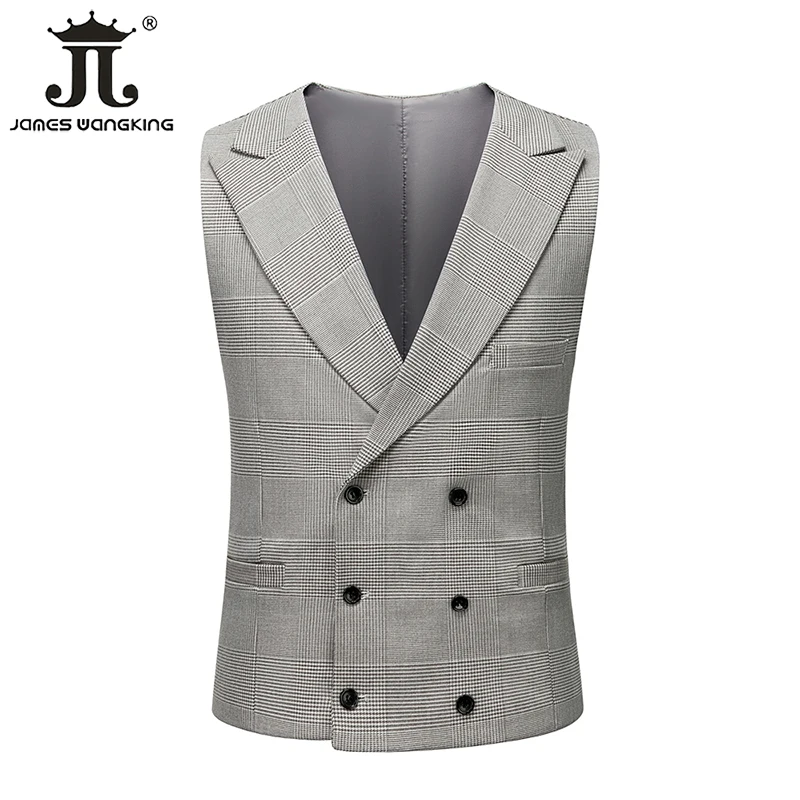 ( Blazer + Vest + Pants ) High -end Brand Classic Plaid Men's Official Business Suit 3 Piece Wedding Dress Party Stage Host Suit