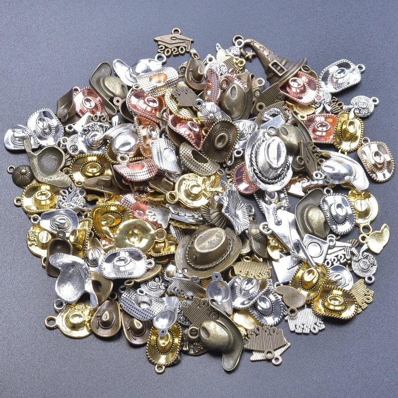 

10pcs/Lot Hat Charms Cowboy Hat Base Ball Cap Charm Ms. Cap Hat Wizard Hat Tibetan Silver Color Pendants For DIY Jewelry Making