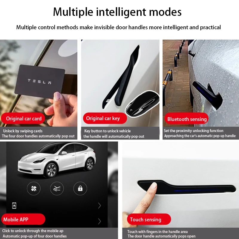 전기 스마트 자동 문짝 핸들 감소 기어, 테슬라 모델 3, 3, 하이랜드 2024 용, 다채로운 핸들 바, 최신 모델 Y