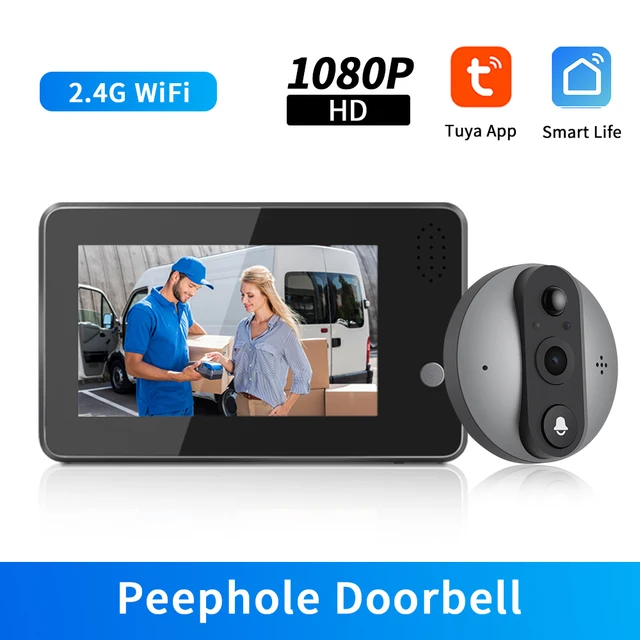 Elecpow 4.3Inch Smart Home Tuya Peephole Doorbell Camera 1080P 200W