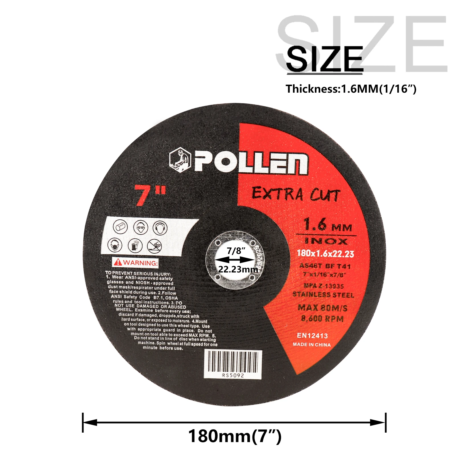 7 Zoll 180 mm Trennscheibe Metall Trennscheibe Scheibe für Winkelschleifer Metall Eisen Trennsäge Scheibe 1–2 Stück – Detail 5
