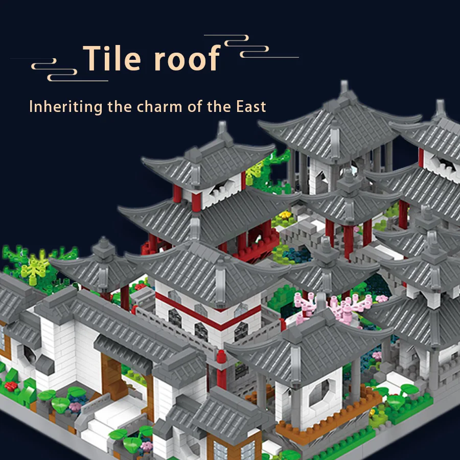 China Bausteine Suzhou Garten Gebäude Szene Mikro partikel Montage Spielzeug hohe Schwierigkeit Kinderspiel zeug Dekorationen – Detail 7