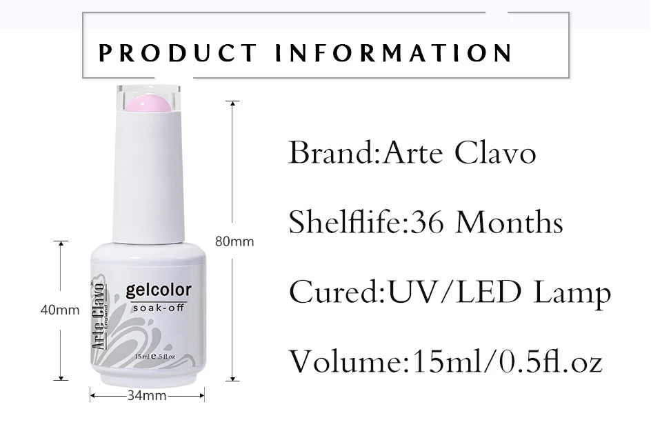 Description Picture 3 of itemArte Clavo Neon Colors Gel Nail Polish UV LED Color Series Gel Varnish Nail Art Design Gel Varnish Soak Off 15ml Manicure