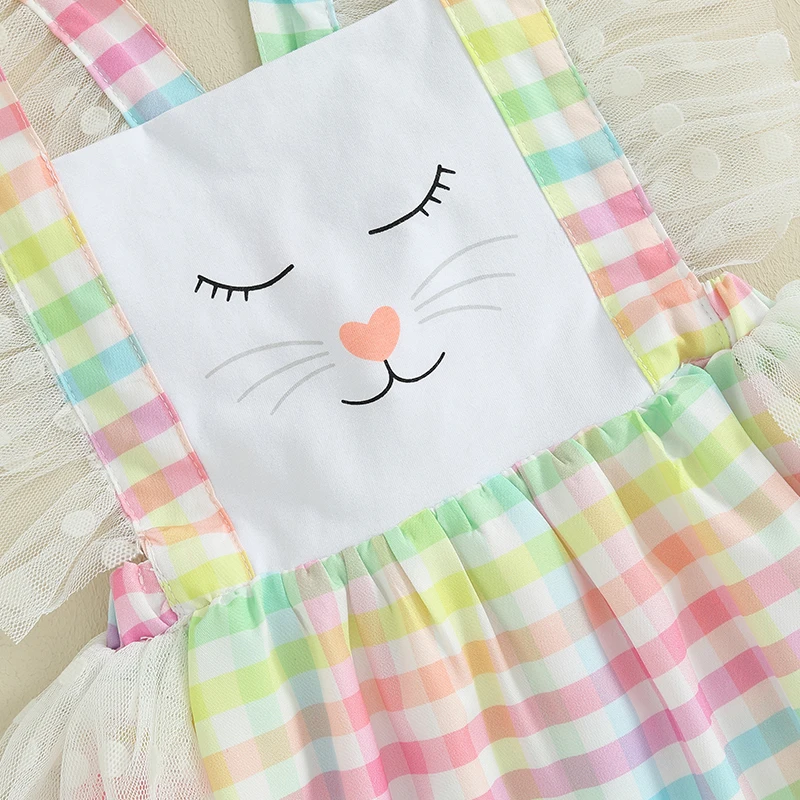 Wankitoi Infant Toddler Baby Girl Easter Outfit Bunny Romper Dress Tulle Sleeveless Lace Dress Socks Baby Girl Clothes