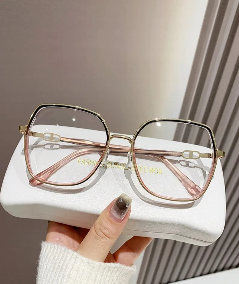 Anti Blue Light Glasses – Oversized Polygonal Frames with Transparent Acrylic Lenses