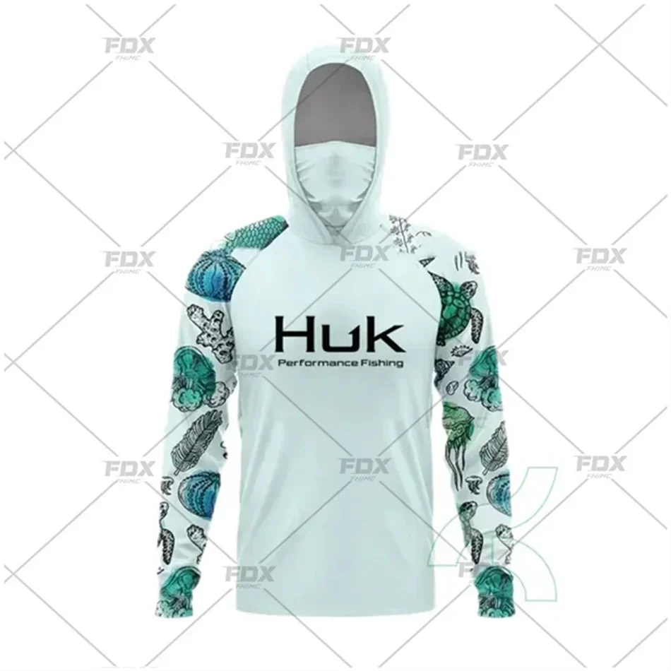 Chemise De Pêche Huk Performance Homme Taille L - Manches Longues, UV, Camouflage Vert