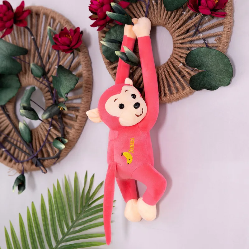 Tanie Długie ramię pluszowa zabawkowa małpka antykolizyjna bananowa małpa kurtyna pasek sklep