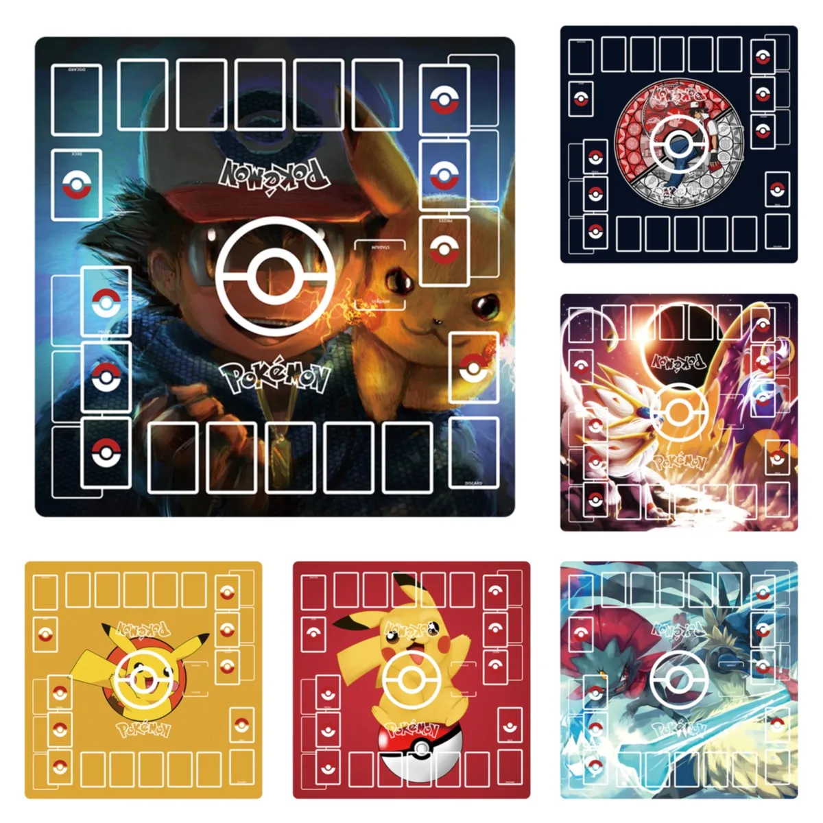 

60*60*0.2cm Anime Pokemon PTCG Dedicated GAME Card Mat 2Player Battle Against Pikachu Ash Ketchum Lunala Solgaleo Toys Gifts