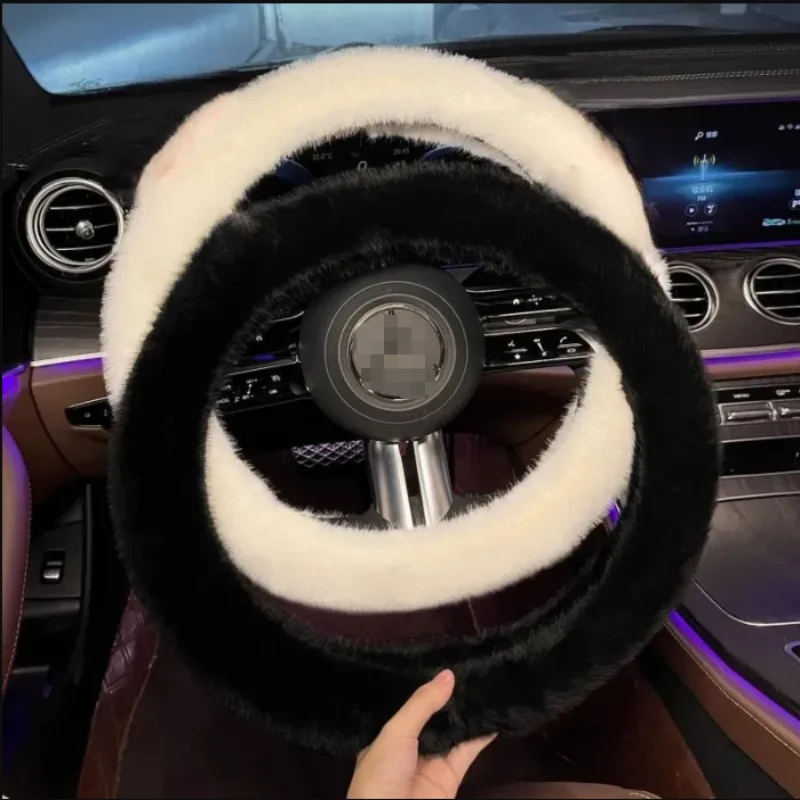 1PC Auto Lenkrad Plüsch Warme Rad Abdeckung Schalthebel Handbremse Abdeckung Schutz Dekoration Warme Super Dicke Plüsch Kragen weichen