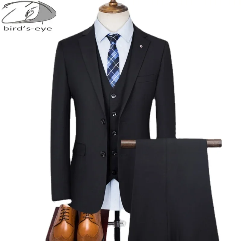 8XL Mens Wedding Suits Solid Color Lapel 2Button Business Suits Tuxedo 3 Pcs Coats Groom Terno For Men (Jacket+Vest+Pants)