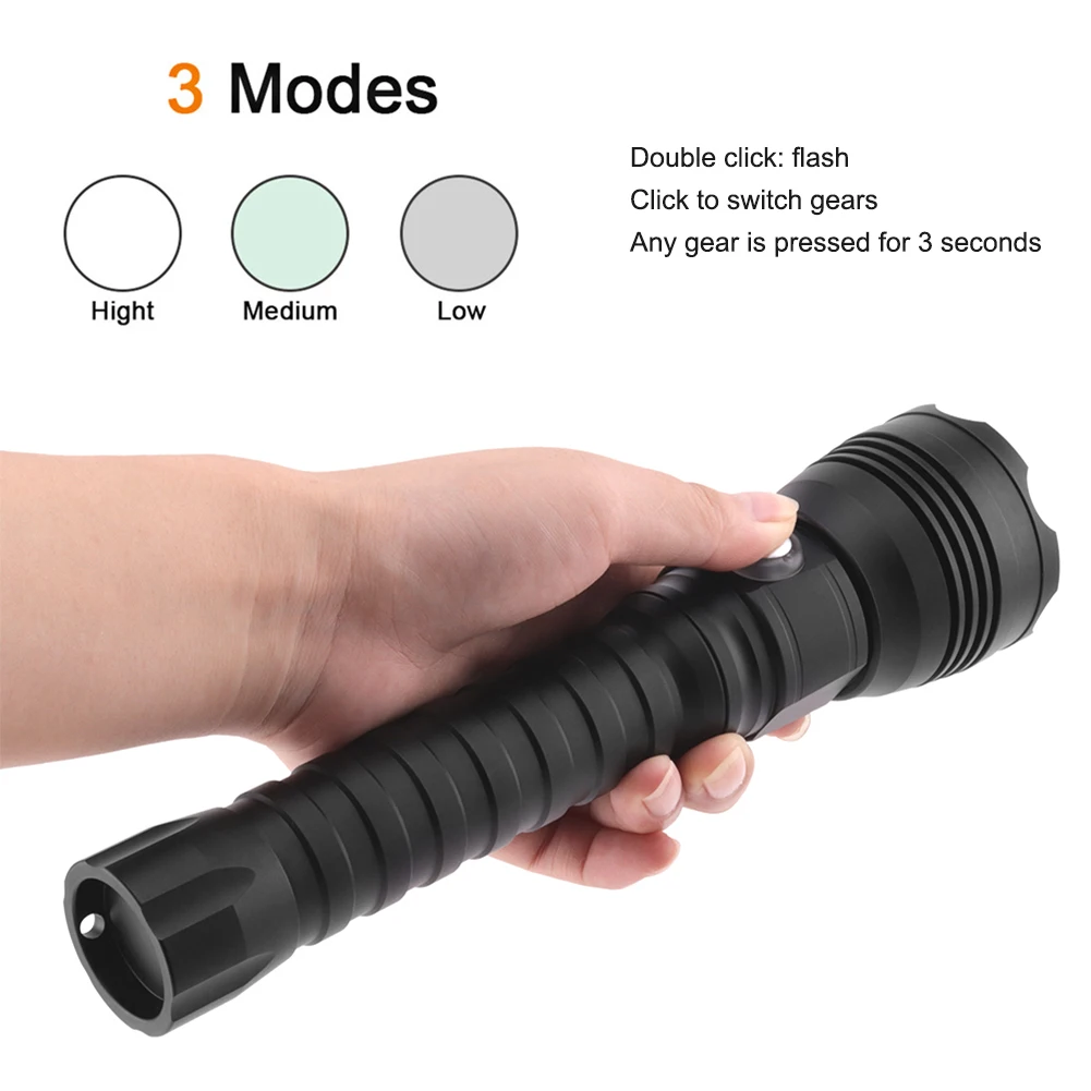 Asafee Diving Flashlight LED Dive Lamp Waterproof Scuba Torch Underwater Lantern Deep Canister Olight Linterna