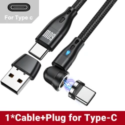 Magnetic USB - C Fast Charging Cable, 60W PD, 2M Length - 1m (Black for Type C)