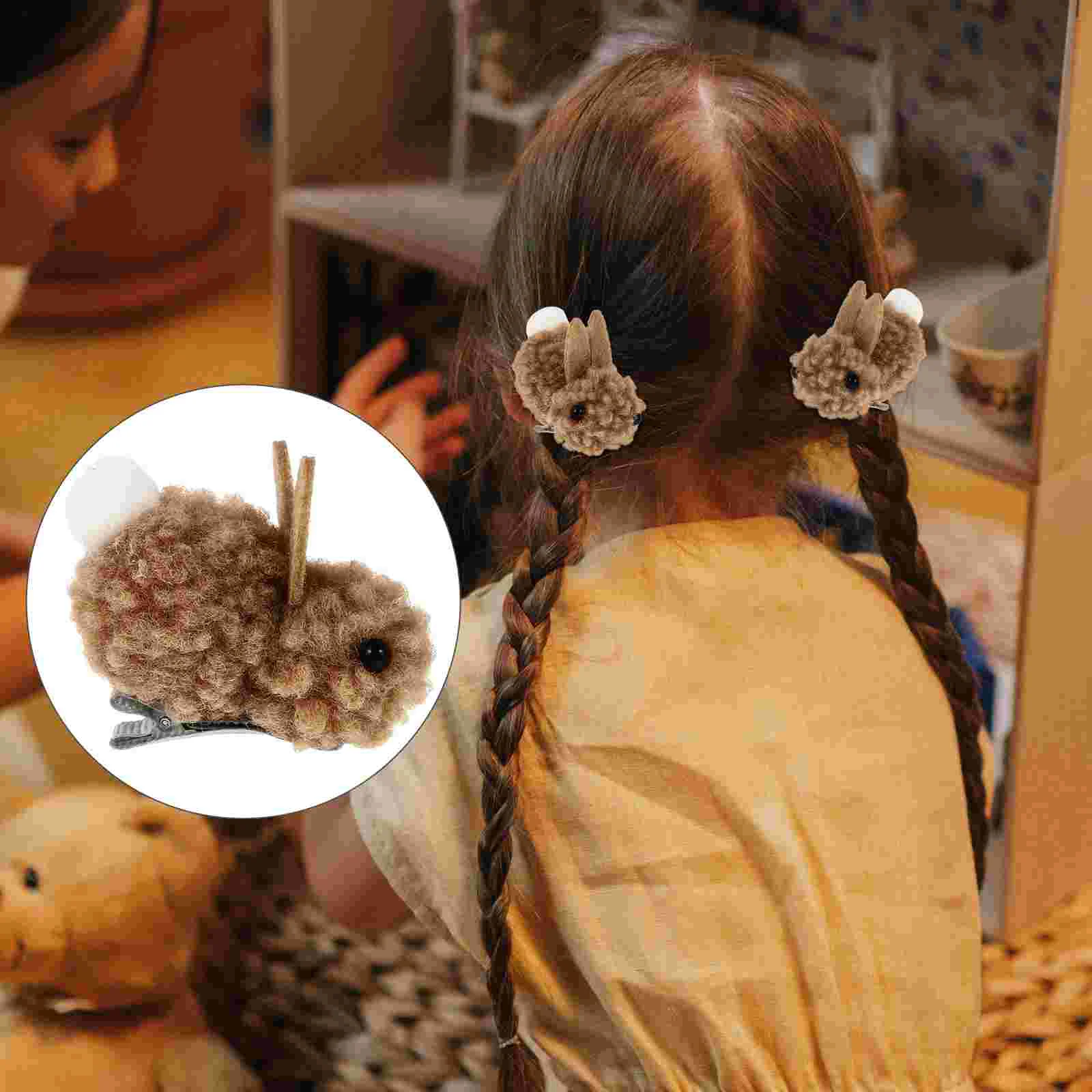 

5Pcs Fashion Plush Rabbit Bunny Barrettes Hair Clip Hairpin for Women Girls Kids
